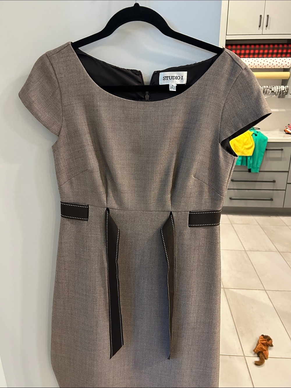 Studio I Taupe Dress with Black Contrast Trim